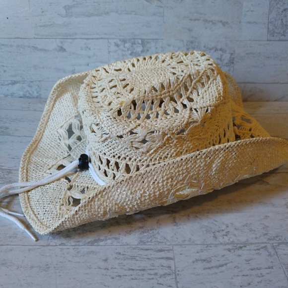 Som-Her Straw Cowboy Hat Western Boho Unisex Cross Cowgirl Excellent - Picture 2 of 11